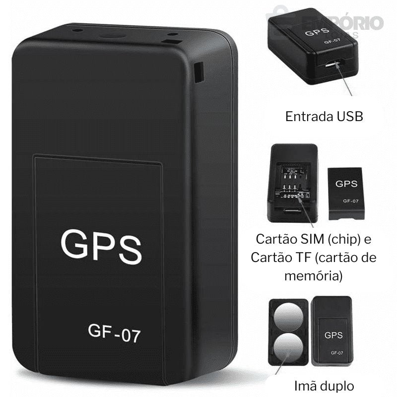 Mini Rastreador GPS com Áudio - Rastreia e Grava Audio - GF-07
